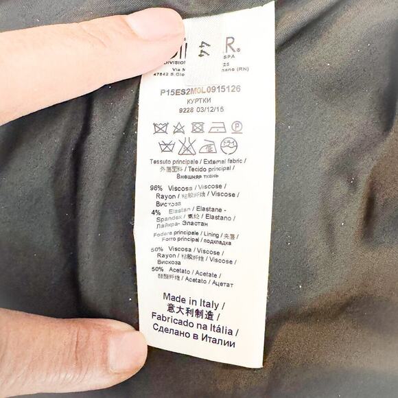 Iceberg Leather Collar Black Blazer Open Jacket Front Pockets Size 44 MINT - Picture 5 of 8